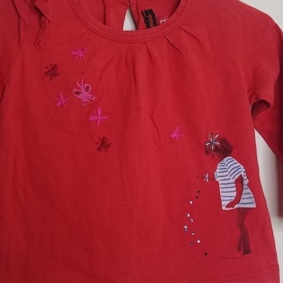 Catimini Girl Butterfly Shirt 12m - Picture 3 of 7